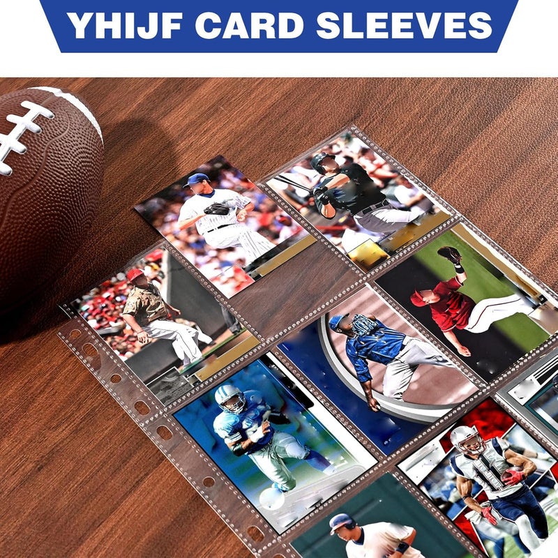 YHIJF 200 Pack 9 Pocket Double Side Card Sleeves Binder Sheets, Holds 3600 Cards, Trading Card Binder Sleeves for 3 Ring Binder, Card Sleeve Pages for Baseball, Football, Business, TCG, Kpop Cards - Image 2